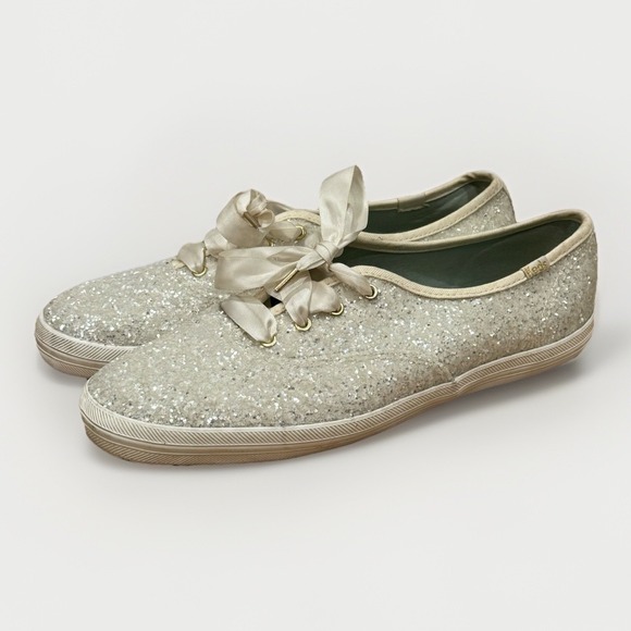 Keds Shoes - Keds Kate Spade Glitter Sequin White Sneakers Womens Size 9‎ Wedding Party Shoes